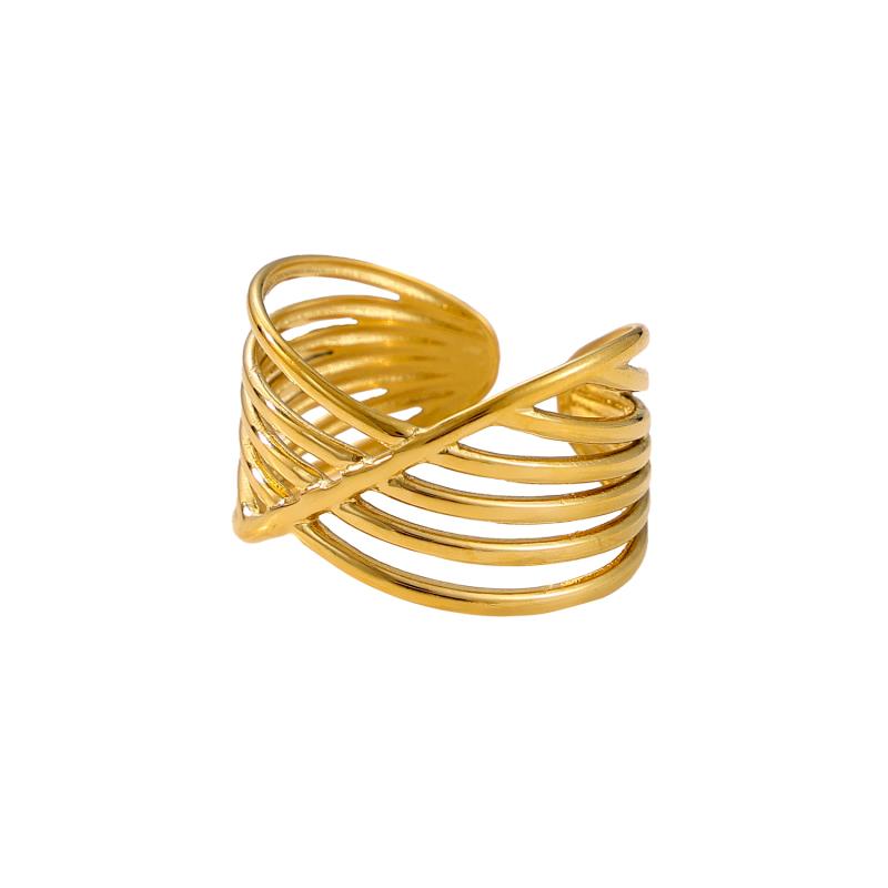 

CARLIDANA Personality Simple Stainless Steel Index Finger Ring Fashion Trend Irregular Gold Plated Women Open Ring Jewelry resizable