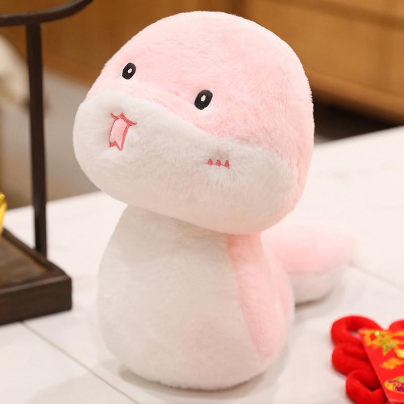 New Year Cartoon Lucky Snake Animals Plush Figure Dolls Soft Pillow Toys Wear Lion Clothes Funny Christmas New Year Gift