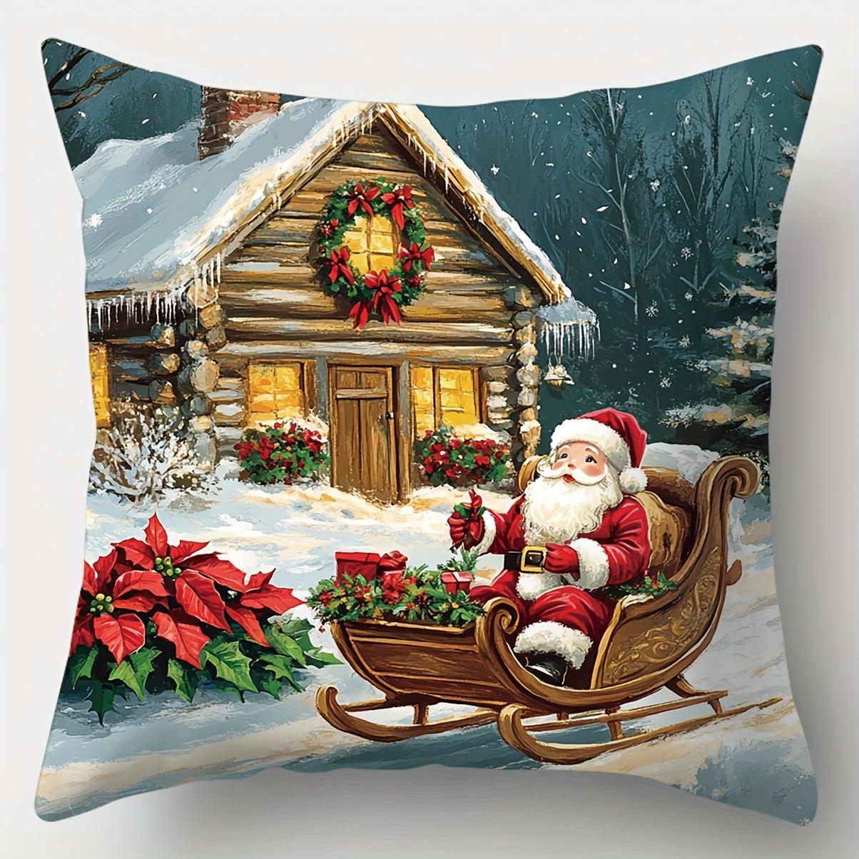 

Веселое рождественское украшение наволочка коттедж снежный вид наволочка диванная подушка люкс украшение для комнаты подарок на Новый год 40x40cm