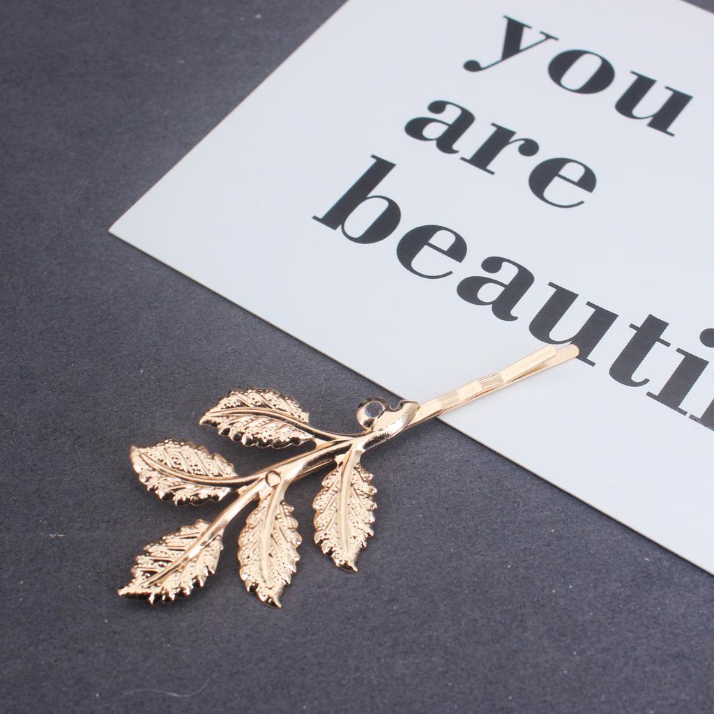 2PCS Metal Vintage Hair Pin Clip for Women/Girl Headwear Gold Color Leave Hairpins Barrettes Styling Hair Accessories Gifts