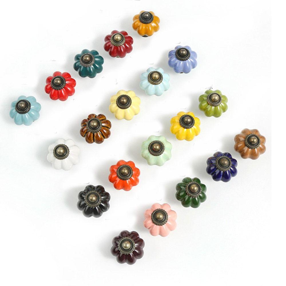European Style Ceramic Pumpkin Handle Round Door Pull Handles Retro Cabinet Knob Cupboard