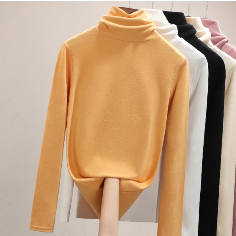 

Водолазка-майка, тонкий бархат, тонкий однотонный женский пуловер с длинными рукавами, простой повседневный корейский модный осенне-зимний пуловер XL жёлтый