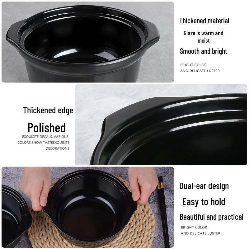 Melamine Faux Sand Double-Ear Bowl for Hot & Sour Noodles, Beef Soup & Potato Noodles