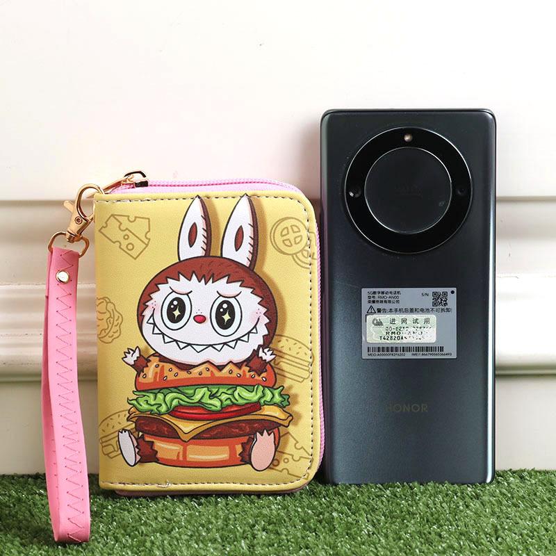 Cartoon Anime Periphery Labubu with Card Storage Bag for Boys and Girls Handheld Wallet