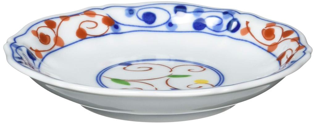 Nishikai Pottery Hasami Ware Kurashino Utsuwa Small Dyed Nishiki Arabesque 12cm Plate, Pattern, 31159, White,