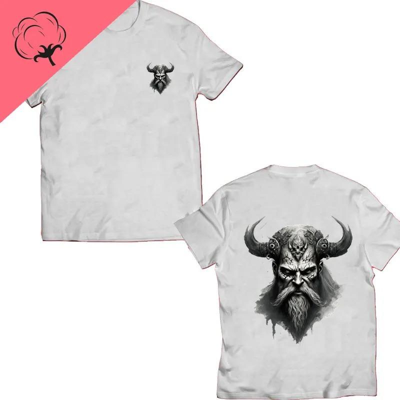 American Beard Warrior Tactical Skull Unisex T Shirt Til Valhalla Cotton T-Shirt Short Sleeve O-Neck T-shirt Casual Men’s Top
