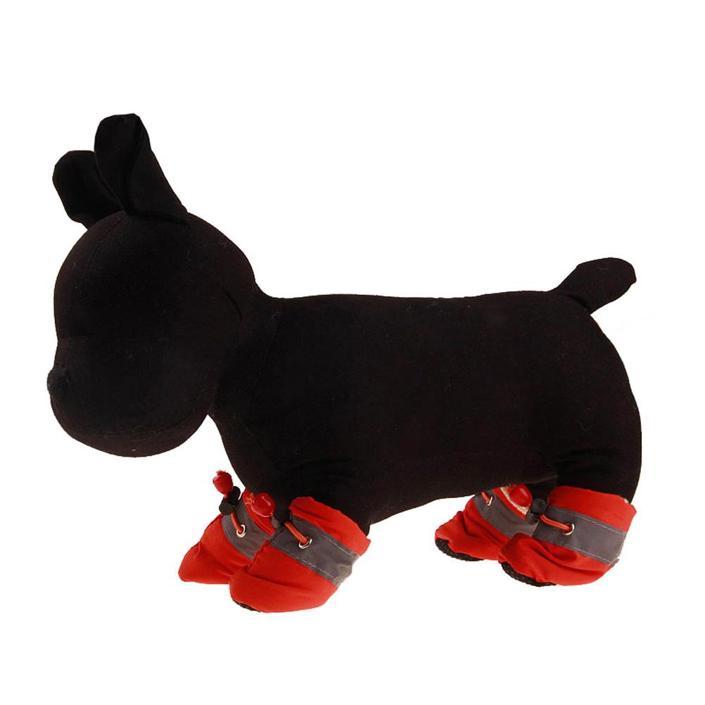 Warm Dog Shoes Red Size 3 Waterproof Non Slip Elastic Band Indoor Outdoor Booties Protect Pet Paw Warm Pet Shoes