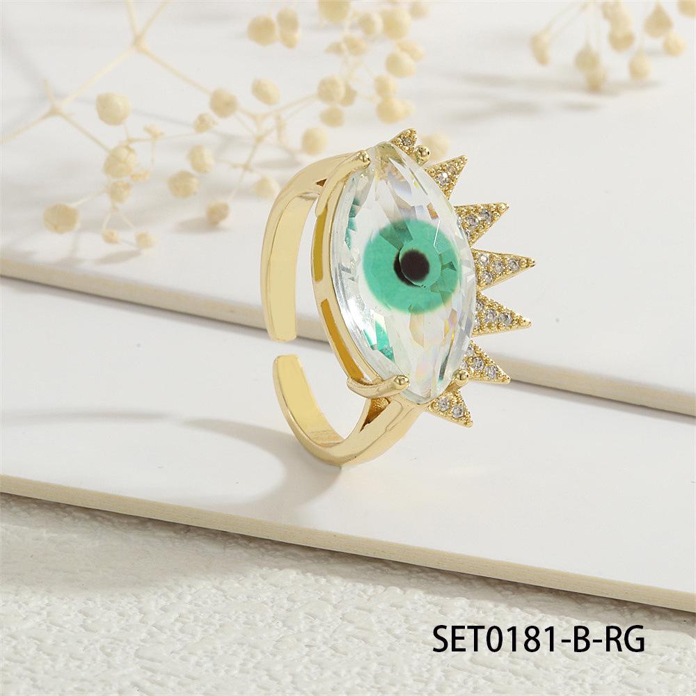 18K Gold-Plated Copper Evil Eye Ring with Zircon - High-End Luxury Women's Ins Style.