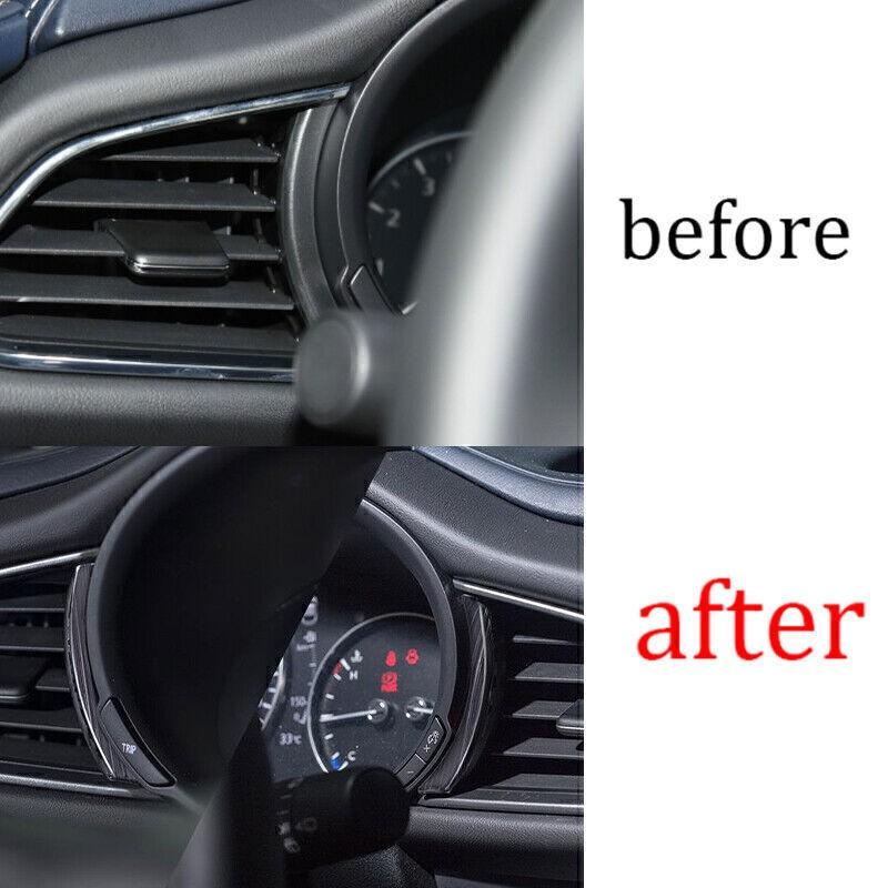 For Mazda CX-30 2020-2023 Black Titanium Dashboard Frame Decor Strip Trim 2PCS