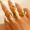 DIEZI One Piece Vintage Irregular Stainless Steel Gold Color Open Ring for Women Men Punk Adjustable Couple Rings Jewelry