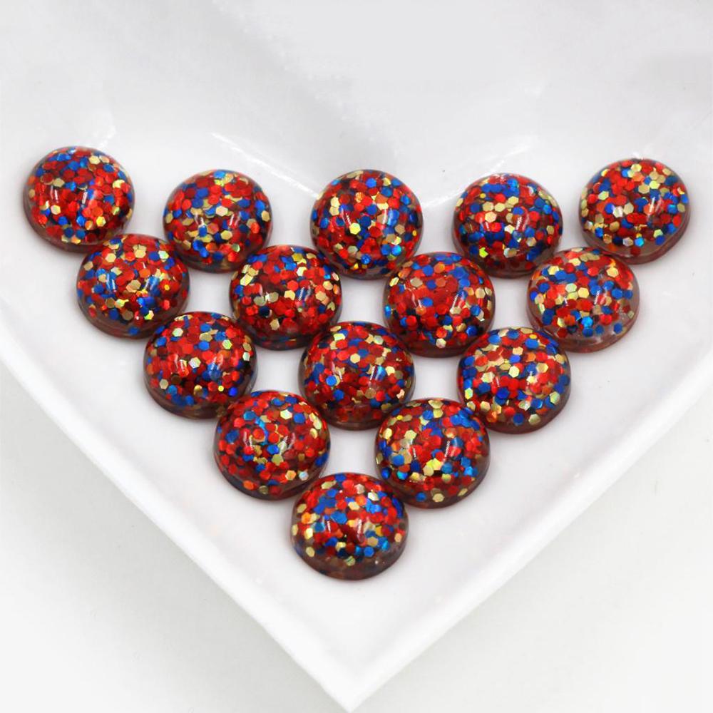 40pcs 12mm Resin Cabochons Dome Sequin Build-in DIY Jewelry Making Accessories Findings for Necklace Earrings
