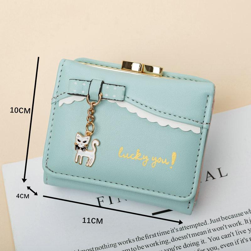 

post wallet, new cat pendant, student change purse, cute female short small wallet. 10.5*8.5*3.5 синій