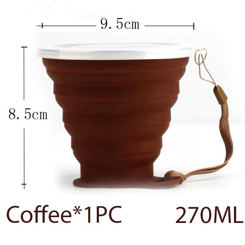 270MLMini Retractable Cup Folding Cup SiliconeOutside Travel Portable Teacup Coffee Drinking Mug with Lid High Quality Practical Daily Use