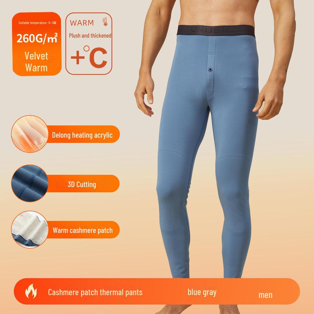 Men's Cashmere Silk Velvet Thermal Pants with Knee Pads