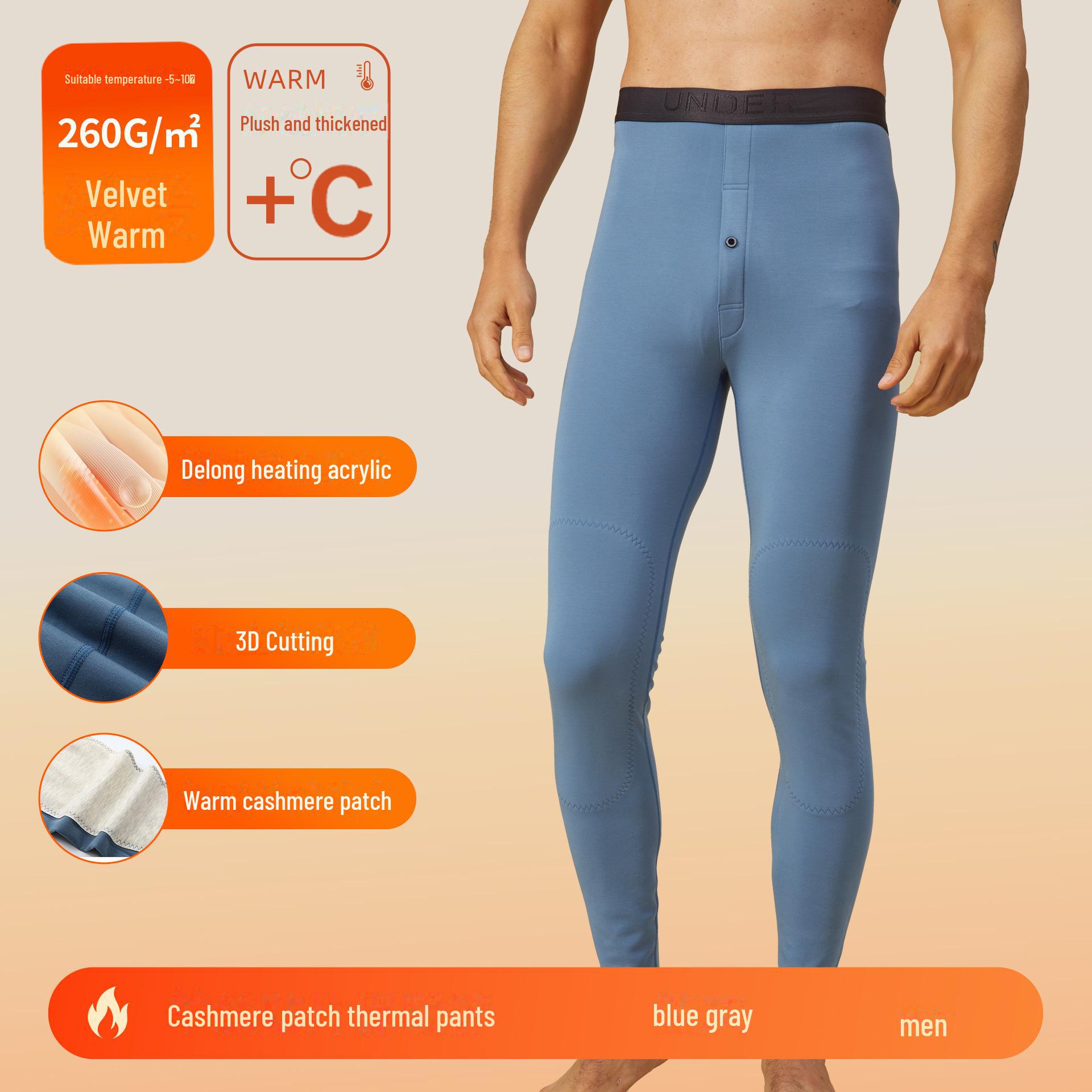 

Чоловічі термоштани з кашеміру, шовку та вельвету з наколінниками 3XL синій/сірий колір