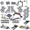 City Trains Railway Flexible Tracks Forked Straight Curved Rails Switch Kids DIY Building Block Bricks Track Toys For Children