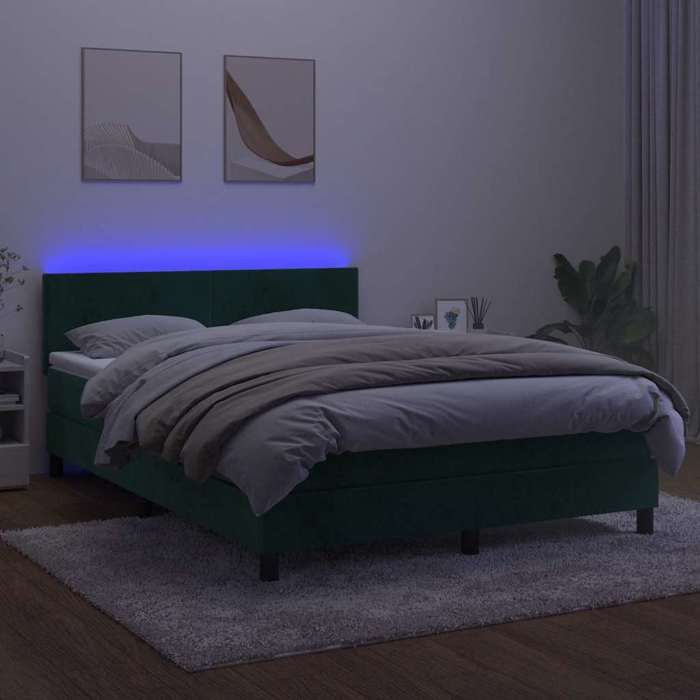 Maison Exclusive - Sommier à lattes de lit avec matelas LED Vert foncé 140x200 cm