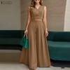 ZANZEA Women Sleeveless Vest Tops and Wide Leg Pants Casual Two Piece Suit Sets