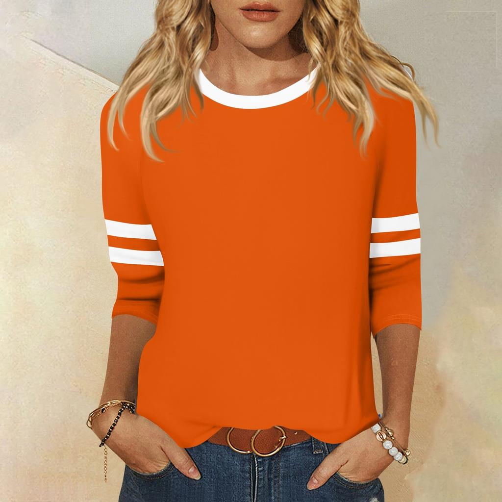 Dames T-skjorte Tee 3/4 Erme Hverdag Weekend Mote Basic Rund Hals Vanlig Topp