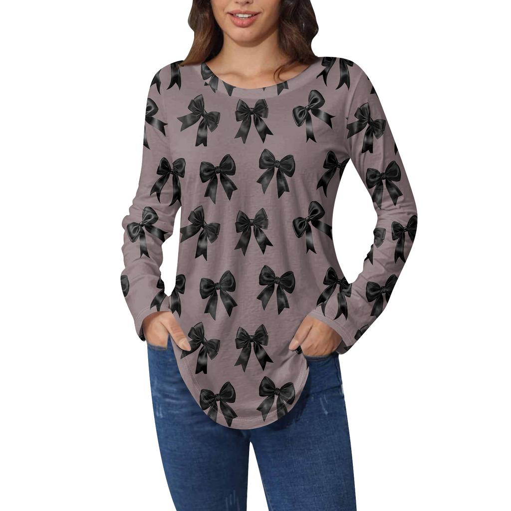 Tee Shirts For Women Fall Casual Long Sleeve Shirts Sweatshirt Vintage Graphic Printing Top Pullover Valentine's Day