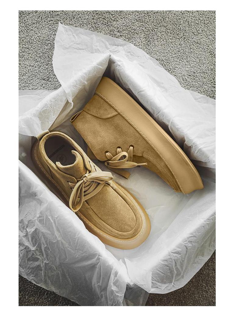 Men's Suede Leather High-Top Velvet Martin Boots - Lace-Up Thick-Soled Casual Shoes for Autumn/Winter