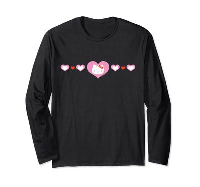 Hello Kitty US Design Heart Pink Long Sleeve T-Shirt