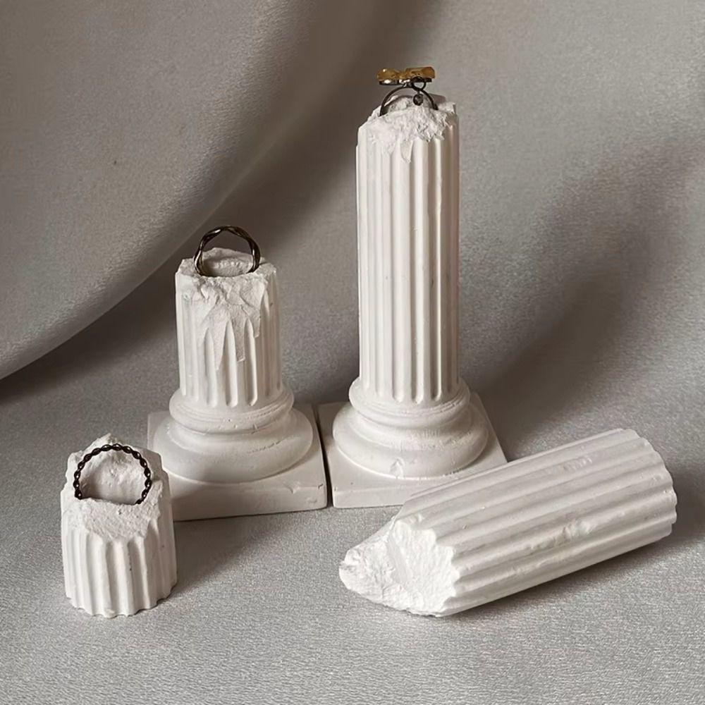 Luxury Roman Column Ring Stand Exquisite Ring Display Rack Vintage Plaster Ring Holder  Photo Props