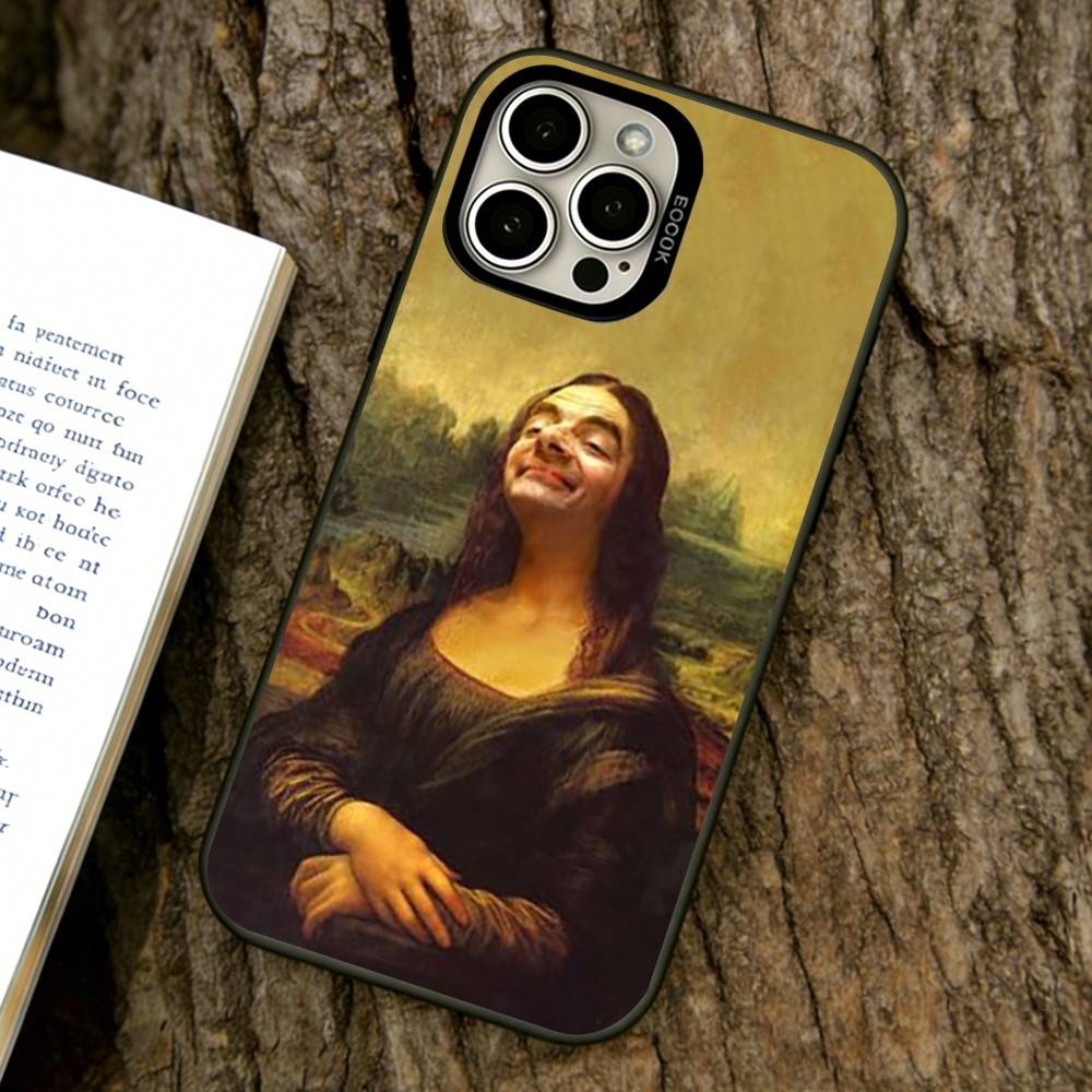 Humorous M-Mona L-Lisa Art Phone Case For iPhone 17,16,15,14,13,12,11 Plus,Pro Max,XS,Colored Silver Plated Inside Cover