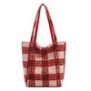 2024 Autumn Winter New Plaid Vertical Striped Plush Korean Style Ins Style Double-Sided Large Capacity Single Shoulder Tote Bag