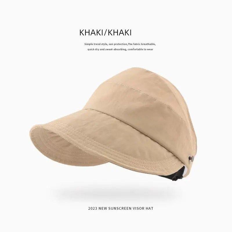 

Шляпа для защиты от солнца Женская шляпа с открытым верхом для высокого хвоста Кепка рыбака с козырьком 2024 Новинка Уличная защита от УФ-лучей Быстросохнущая шляпа от солнца Star with-khaki Adjustable [54-60cm]]