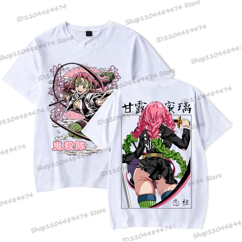 Kimetsu No Yaiba Cartoon T-shirt Aesthetics Vintage Kanroji Mitsuri Fashion Y2K Tops Short Sleeve Japanese Styles Men Women Tee