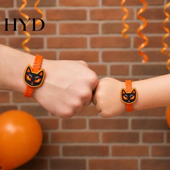 Colorful Cartoon Character Bracelets 2PCS Halloween Bracelets, Ghost/Pumpkin/Black Cat/Skull/Witch/Little Devil Shape, Adjustable Soft Silicone