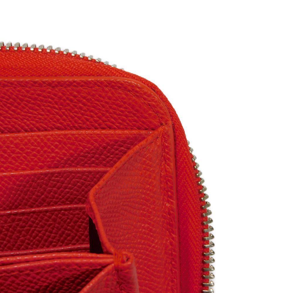 Used 11679 Long Zip Wallet 37690 7940 Grain Calfskin Compartment Zip Around Logo Charm Red Unisex from Japan AUTHENTIC