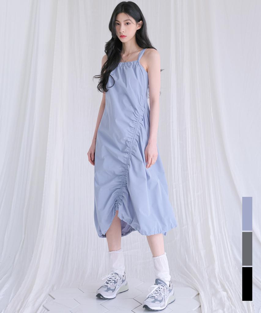 Urban Dress Shell Wrinkle Long Onepiece - 3Col