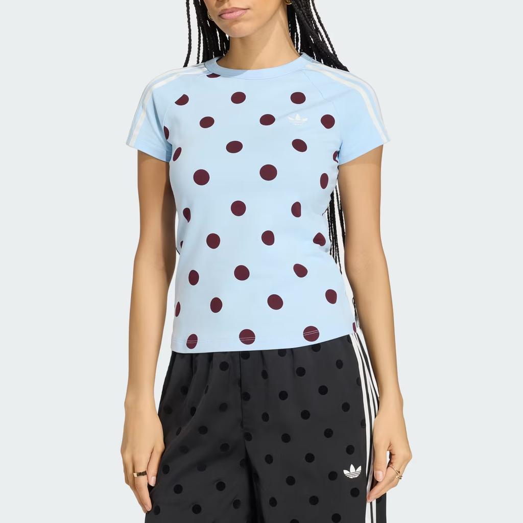 Adidas Originals Cali Tee Slim Fit Round Neck Short Sleeve Striped T-Shirt Women tops KV1192