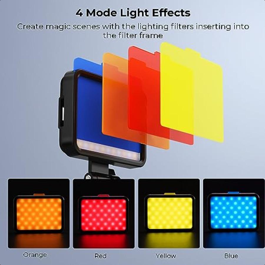 KF Concept LED Video Light Clip Fill Light with 4 Color Filter 2000mAh Rechargeable Conference Light CRI 95+ 3 Light Modes Port