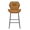 Set of 2 Bar Stools of Faux Leather, Bar Chairs with Backrest, Metal Frame and Footrest, for Kitchen, Counter, Home Bar and Dining Area,Cognac Brown