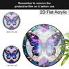 Acrylic Purple Butterfly with Floral Suncatcher, Stained Glass Style Window Hanging for Nature and Butterfly Lovers