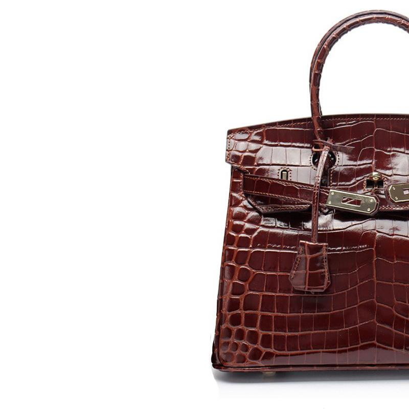 New Women Cowhide Handbag Crocodile Embossed Genuine Leather Top Handle Purse Fashion Shoulder Crossbody Bag for Daily Use- NO LOGO