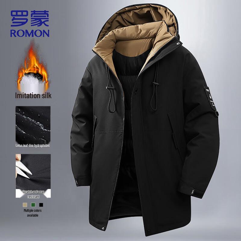Romon Men's Mid-Length Hooded Cotton Padded Jacket