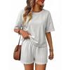 Women’s Relaxed Fit Short Sleeve Top and Shorts Two Piece Outfit Set for Casual Summer Wear Lounge and Daily Activities