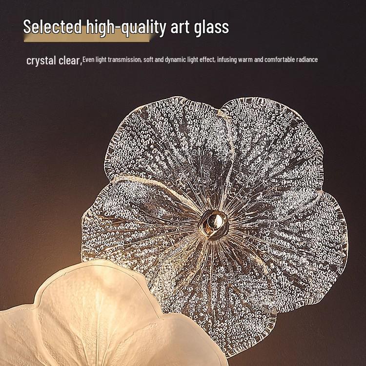 Elegante Fünfblättrige Kristallblumen-Wandleuchte für Schlafzimmer und Wohnzimmer