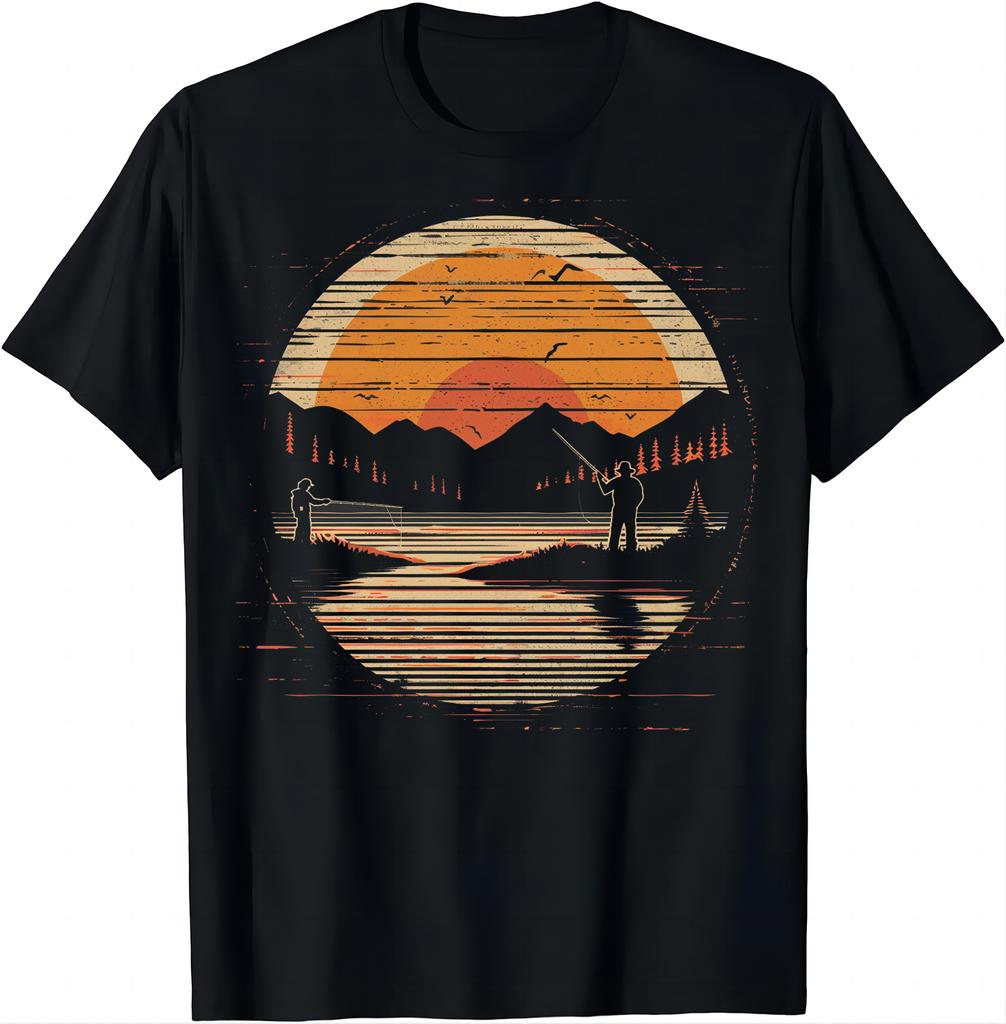 Mens Outdoor Activity Tshirt  Enjoy Fishing Moment Shirts Cotton Men Clothing Tops Graphic T Shirt Vintage T Shirt Streetwear