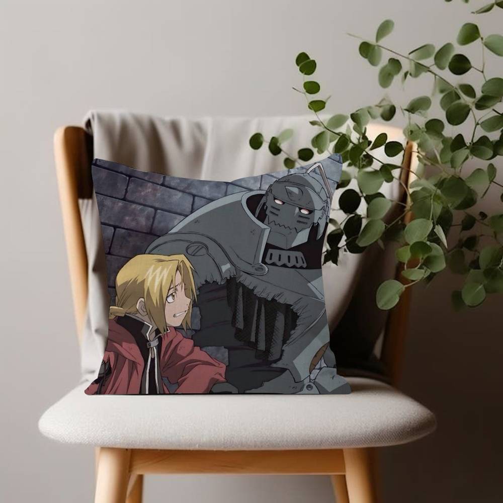 Fullmetal Alchemist Anime Pillow Case Plush Fabric Soft Double Sided Print Sofa Cushion Cover Throw Pillow Covers