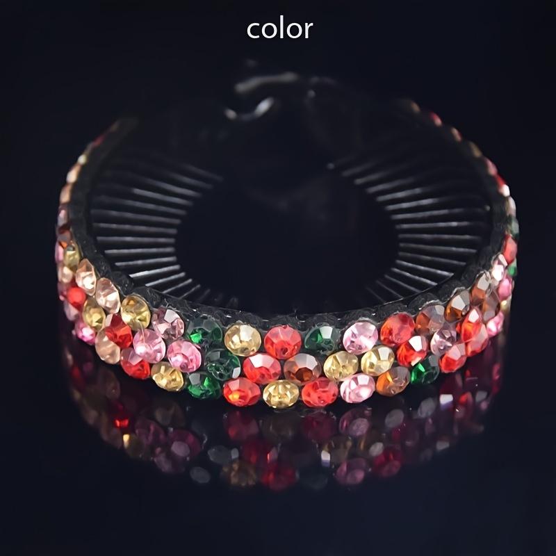 Fashionable Rhinestone Hair Bun Maker Sparkling Crystal Headband Ponytail Holder No-Feather Gem Embellished Twist Clip for Effortless Styling