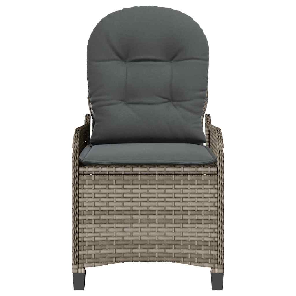 Reclining Chair with Cushion Gray 56 X 66 X 95 Cm Poly Rattan