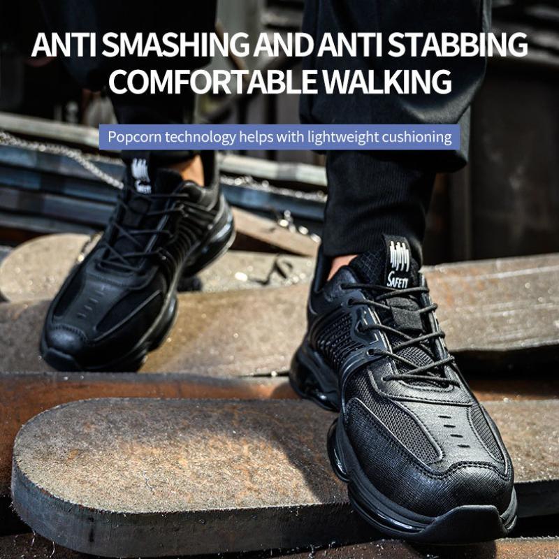 Work Shoes for Men Steel Toe Men's Shoes Anti Smashing Safety Shoes Anti-puncture Working Boots Slip-Resistant Breathe Sneakers