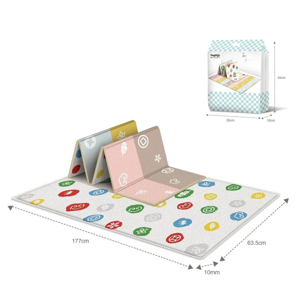 Double Sided Foldable Children's Play Mat Waterproof Non Slip Cartoon Pattern Crawling Mat Indoor Activity Foam Flooring