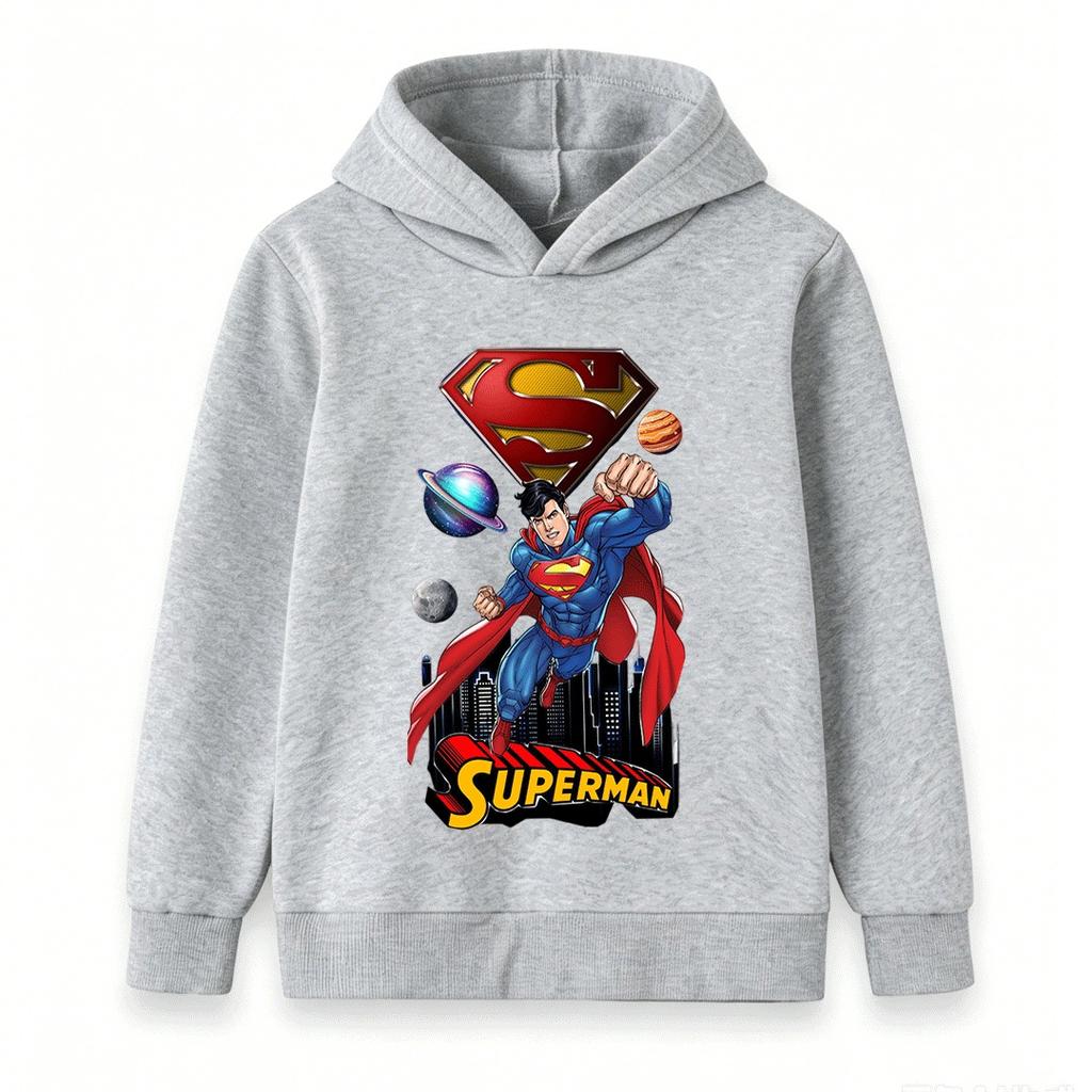 Kids Boys Girls Long Sleeve Hoodie Super Hero Print Casual Pullover Sweatshirt for Children Daily Wear