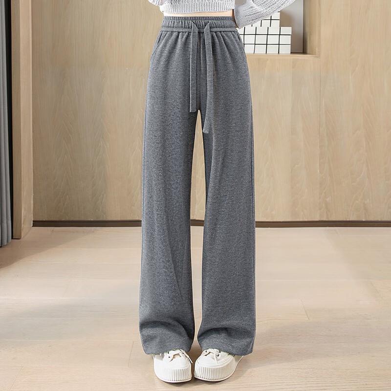 Women's Elastic Waist Drawstring Wide-Leg Casual Pants